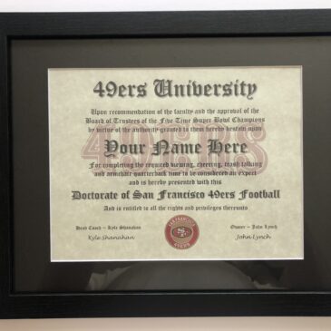 San Francisco 49’ers NFL #1 Fan Certificate Man Cave Diploma Perfect Gift
