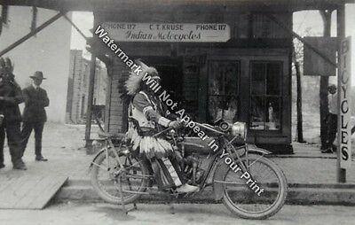 1910 Indian Motorcycle Bike RARE Old VINTAGE Shop Cycle Ride Reprint Image