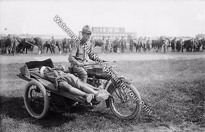 1909 Indian Motorcycle Cycle Ambulance Military Medical RARE Vintage Reprint Pic