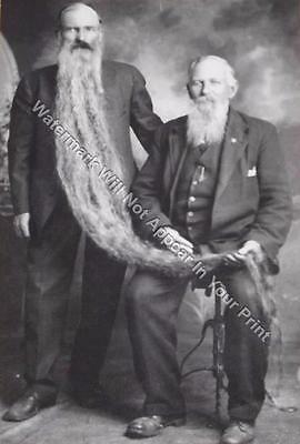 A84 FREAKY BIZARRE STRANGE ODD Brothers Long Beard VINTAGE PHOTO WEIRD Pic Image