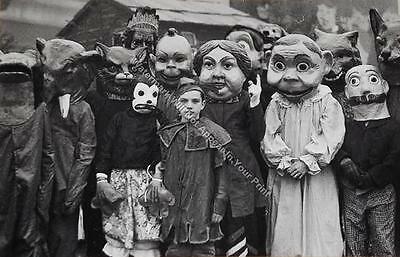 A82 FREAKY BIZARRE STRANGE ODD Kid Masks VINTAGE PHOTO WEIRD HalloweenPic Image