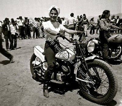 1953 Patti Brownell Harley Davidson RARE Action Photo Reprint Pic Image M22