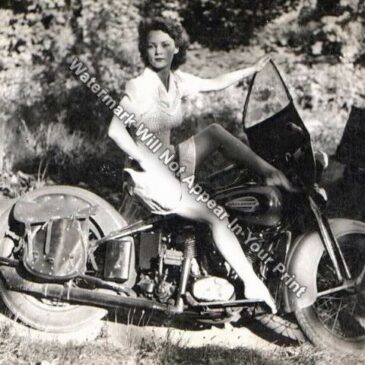 1951 Vintage Harley Davidson Babe RARE Action Photo Reprint Pic Image M13
