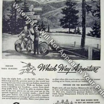 1944 Indian Motorcycle Sales Ad RARE Action Photo Reprint Pic Image M5