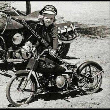 1928 Indian Motorcycle Little Girl Rider RARE Action Photo Reprint Pic Image M20