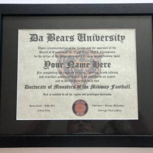 Chicago Bears NFL #1 Fan Certificate Man Cave Diploma Perfect Gift