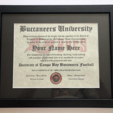 Tampa Bay Buccaneers NFL #1 Fan Certificate Man Cave Diploma Perfect Gift