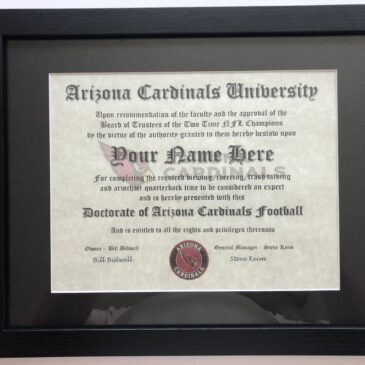 Arizona Cardinals NFL #1 Fan Certificate Man Cave Diploma Perfect Gift