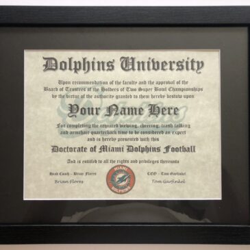 Miami Dolphins NFL #1 Fan Certificate Man Cave Diploma Perfect Gift