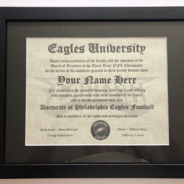 Philadelphia Eagles NFL #1 Fan Certificate Man Cave Diploma Perfect Gift