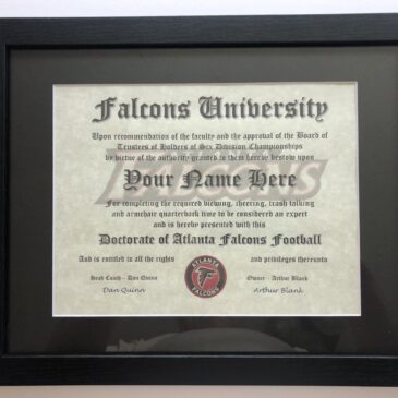 Atlanta Falcons NFL #1 Fan Certificate Man Cave Diploma Perfect Gift