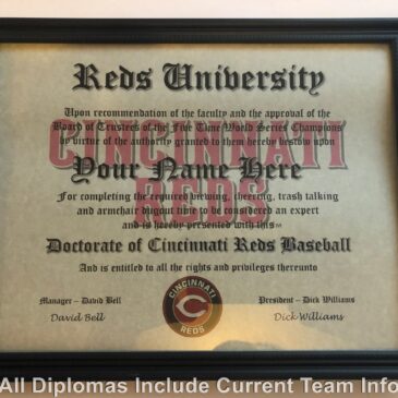 Cincinnati Reds #1 Fan Certificate Man Cave Diploma Perfect Gift