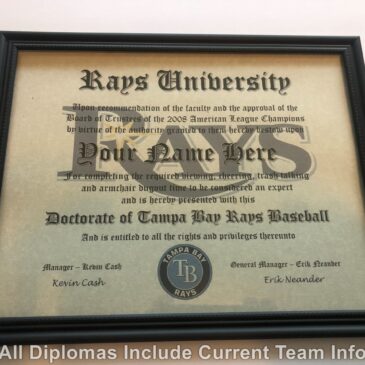 Tampa Bay Rays #1 Fan Certificate Man Cave Diploma Perfect Gift