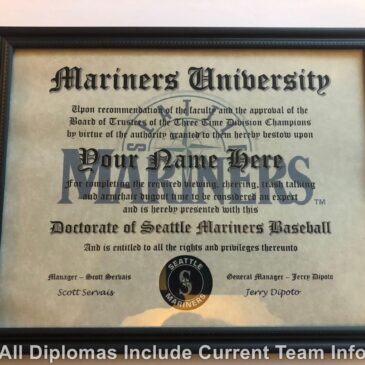 Seattle Mariners #1 Fan Certificate Man Cave Diploma Perfect Gift