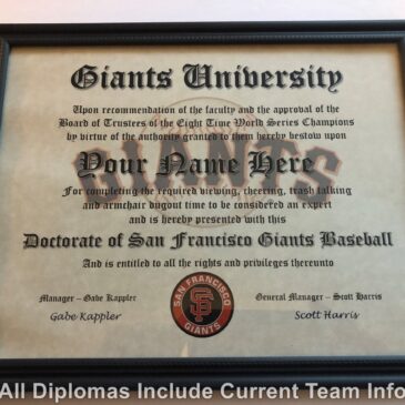 San Francisco Giants #1 Fan Certificate Man Cave Diploma Perfect Gift