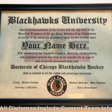Chicago Blackhawks #1 Fan NHL Certificate Man Cave Diploma Perfect Gift