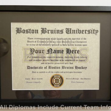 Boston Bruins #1 Fan NHL Certificate Man Cave Diploma Perfect Gift