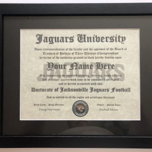Jacksonville Jaguars NFL #1 Fan Certificate Man Cave Diploma Perfect Gift