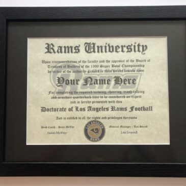 Los Angeles Rams NFL #1 Fan Certificate Man Cave Diploma Perfect Gift