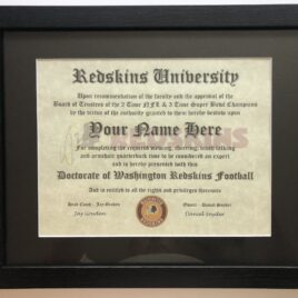 Washington Football NFL #1 Fan Certificate Man Cave Diploma Perfect Gift