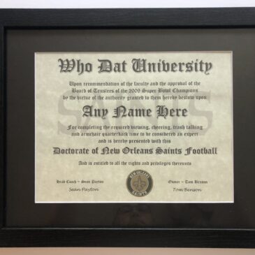 New Orleans Saints NFL #1 Fan Certificate Man Cave Diploma Perfect Gift