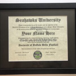 Seattle Seahawks NFL #1 Fan Certificate Man Cave Diploma Perfect Gift