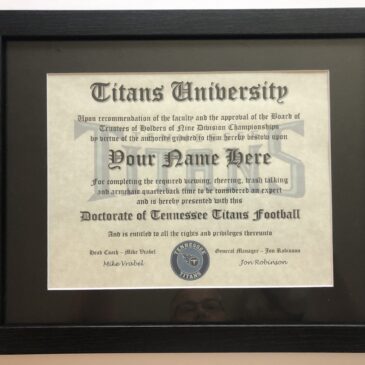 Tennessee Titans NFL #1 Fan Certificate Man Cave Diploma Perfect Gift