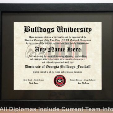 Georgia Bulldogs #1 Fan Custom Diploma Certificate for Man Cave NCAA Novelty
