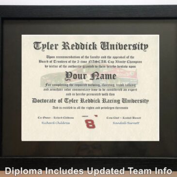 Tyler Reddick NASCAR #1 Fan Certificate Man Cave Diploma Perfect Gift