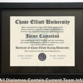 Chase Elliott NASCAR #1 Fan Certificate Man Cave Diploma Perfect Gift