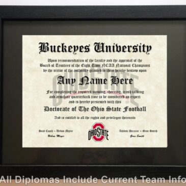 Ohio State Buckeyes #1 Fan Custom Diploma Certificate for Man Cave NCAA Novelty
