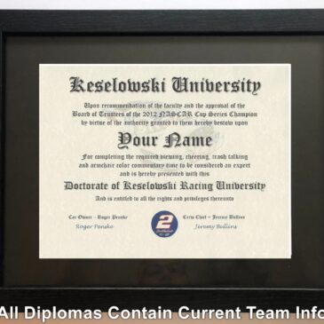 Brad Keselowski NASCAR #1 Fan Certificate Man Cave Diploma Perfect Gift