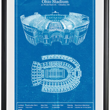 Ohio State Stadium Blueprint Art #1 Fan Perfect Gift Man Cave Item