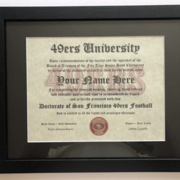 San Francisco Football Fan Certificate Man Cave Diploma