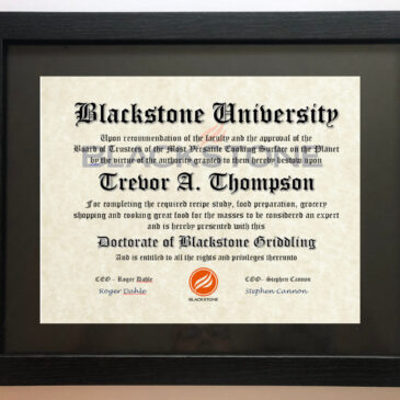 Blackstone Griddle Fan Certificate Man Cave Diploma